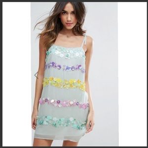 ASOS 3D Embellished Stripe Cami Mini Dress